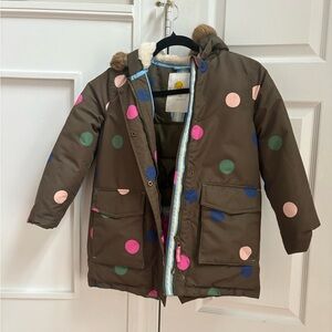 Boden olive with Colorful polka dots Jacket 7-8 Y